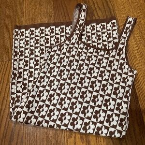 Hollister Y2K Groovy Brown Floral Knit Mini Emea Bare Jumper Dress Women Size S